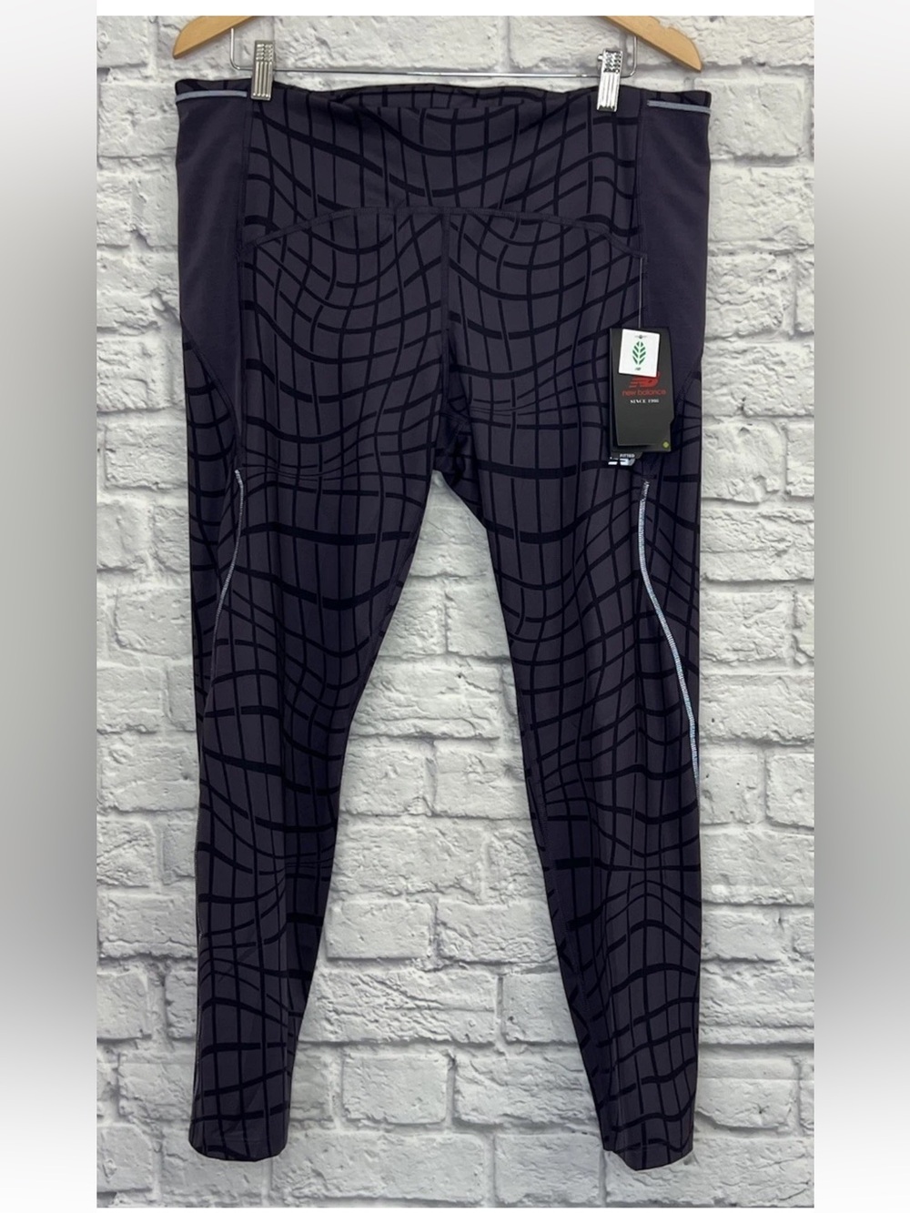 NEW BALANCE RUNNING PURPLE GEOMETRIC PRINT LEGGINGS PANTS SIZE XL